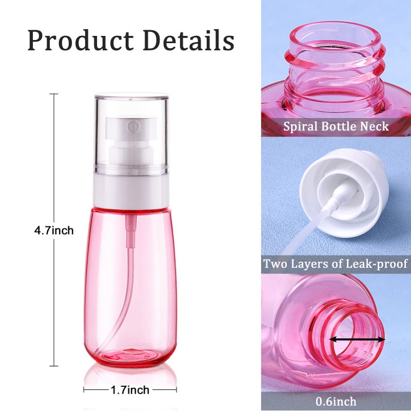 Cosywell Travel Size Spray Bottle TSA Approved 2oz 60ml 3 Pack Leak Proof Fine Mist Spray Bottles Empty Plastic Refillable Mist Sprayer for Perfume Essential Oils Toners Rose Water Cosmetics (3Pink) - Image 3
